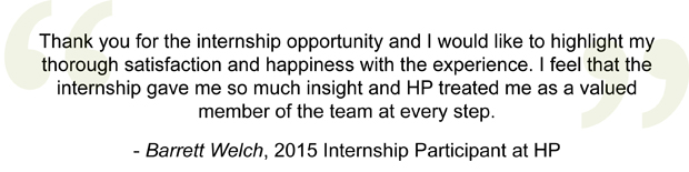 Quote from Barrett Welch a previous internship participant